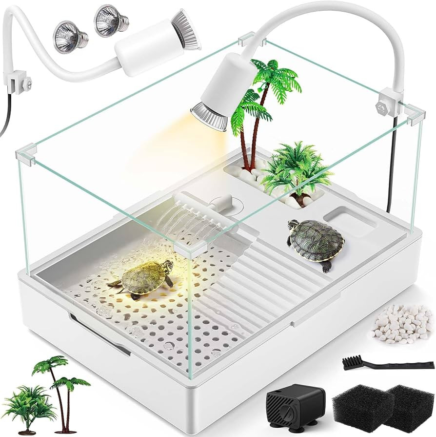 MoonOrange Kit de tanque de tortuga pequeño (tanque + luz + bomba de agua), kit de inicio de tan... | Amazon (US)