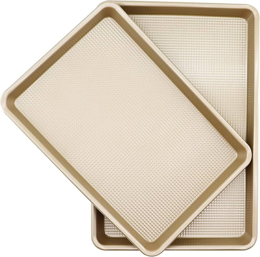 Amcorla Quarter Sheet Pans Cookie Sheet Set,Baking Sheets for oven Nonstick,Cookie Tray Baking Pa... | Amazon (US)