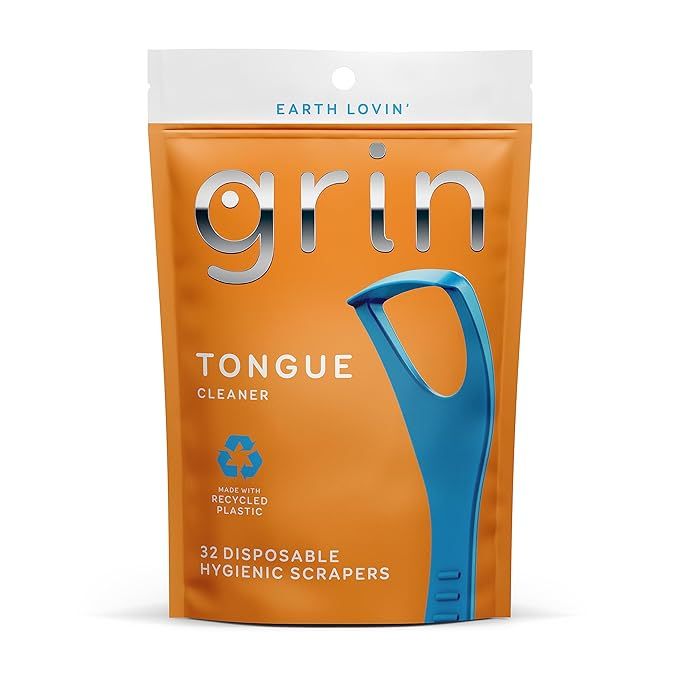 GRIN Tongue Cleaner, 32 Count, Disposable Tongue Cleaner, Hygienic Scraper, Recycled Plastic, Cle... | Amazon (US)