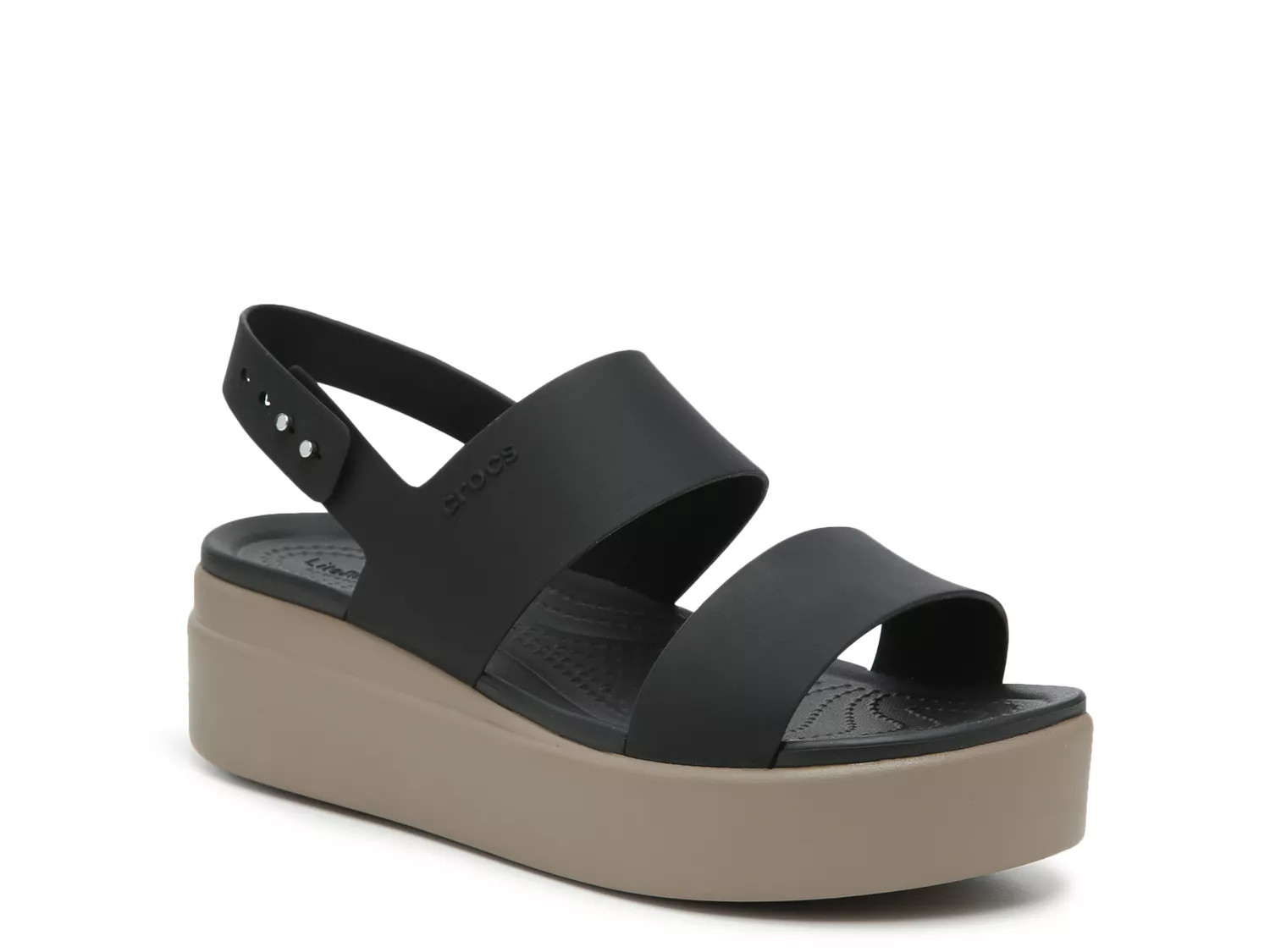 Crocs Brooklyn Low Wedge Sandal | Women's | Beige/Black | Size 5 | Sandals | DSW