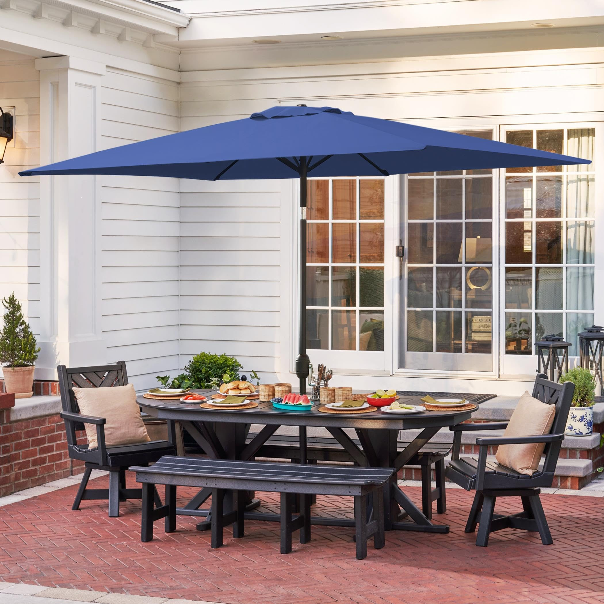 Yaheetech 6.5x10FT Rectangular Outdoor Patio Umbrella Large Market Umbrella Push Button Tilt & Cr... | Amazon (US)