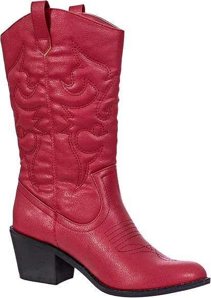 Charles Albert Cowboy Boots for Women Mid-Calf Boot Embroidered Stiching Western Cowgirl Boots Lo... | Amazon (US)