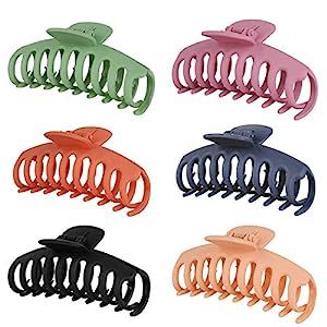 AOBLAH 6Pcs Nonslip Big Hair Claw Clips for Women and Girls Super Strong Hold 4.3 Inch Large Hair... | Amazon (US)