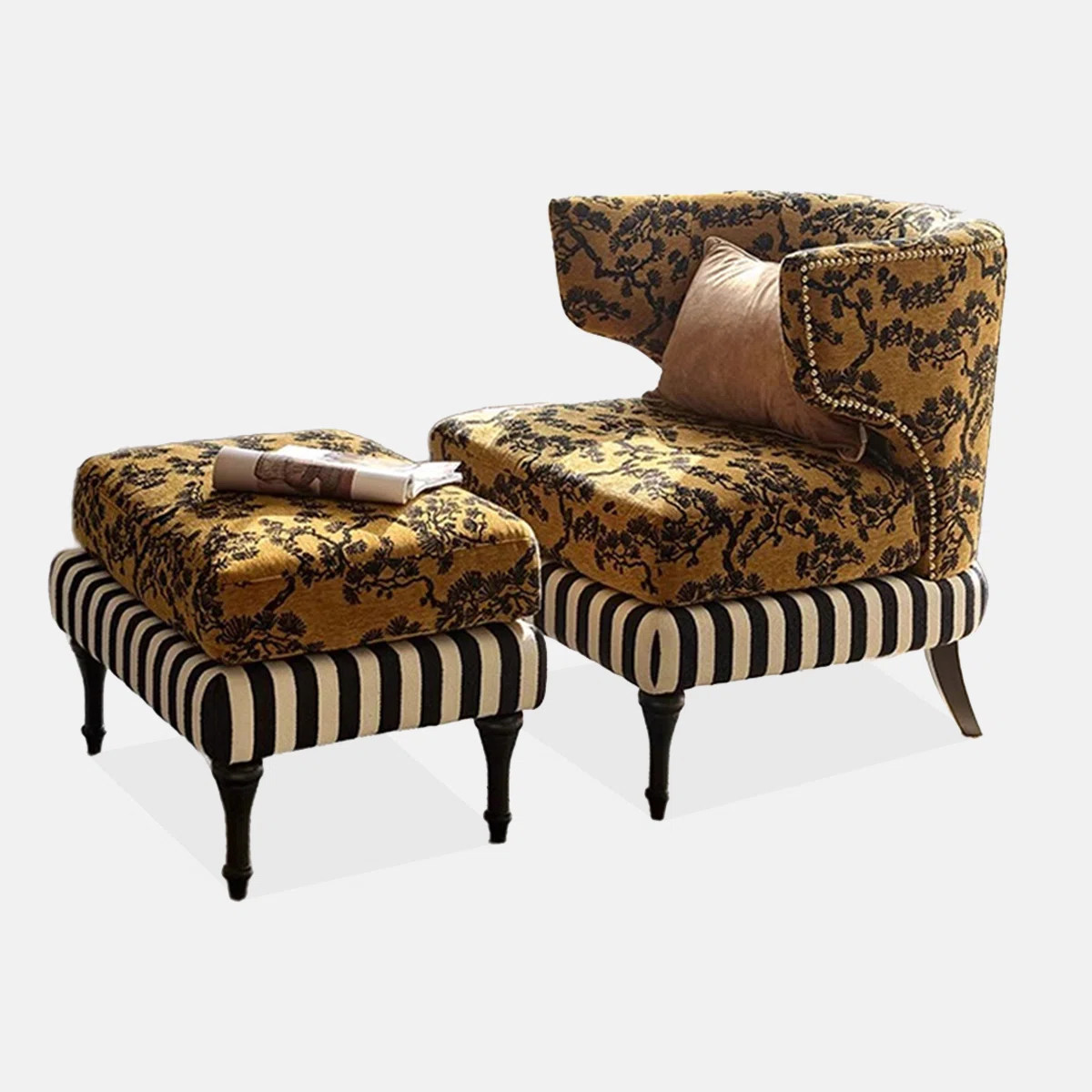 French vintage print wingback single chair | Wayfair North America