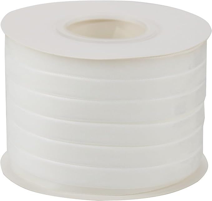 DINDOSAL White Velvet Ribbon 3/8 Inch Single Face Thin Velvet Ribbon for Gift Wrapping, White Rib... | Amazon (US)