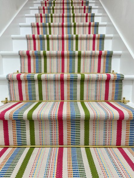 Indoor outdoor stair runner rug colorful home decor stair rods stapler and DIY supplies striped rug 

#LTKHome