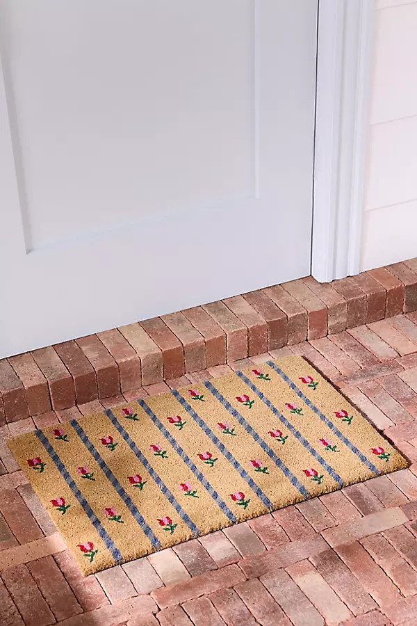 Tulips Striped Coir Printed Doormat | Anthropologie (US)