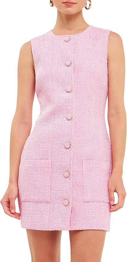 endless rose Women's Sleeveless Tweed Mini Dress | Amazon (US)