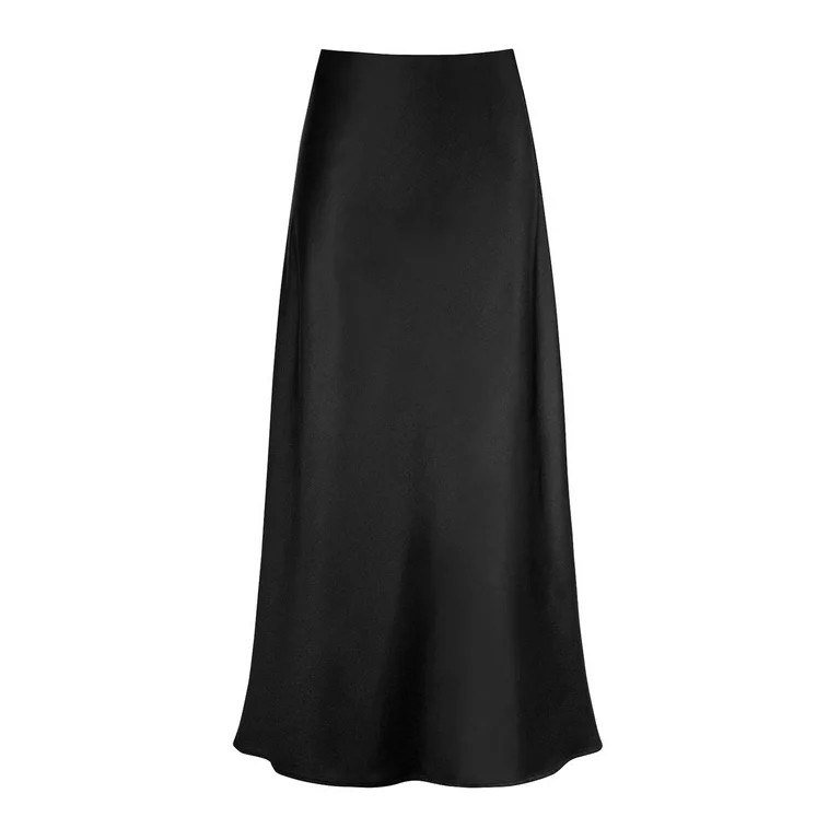 Womens High Waist Skirt Solid Satin Dress Zipper Elegant Skirt Skirt Overalls | Walmart (US)