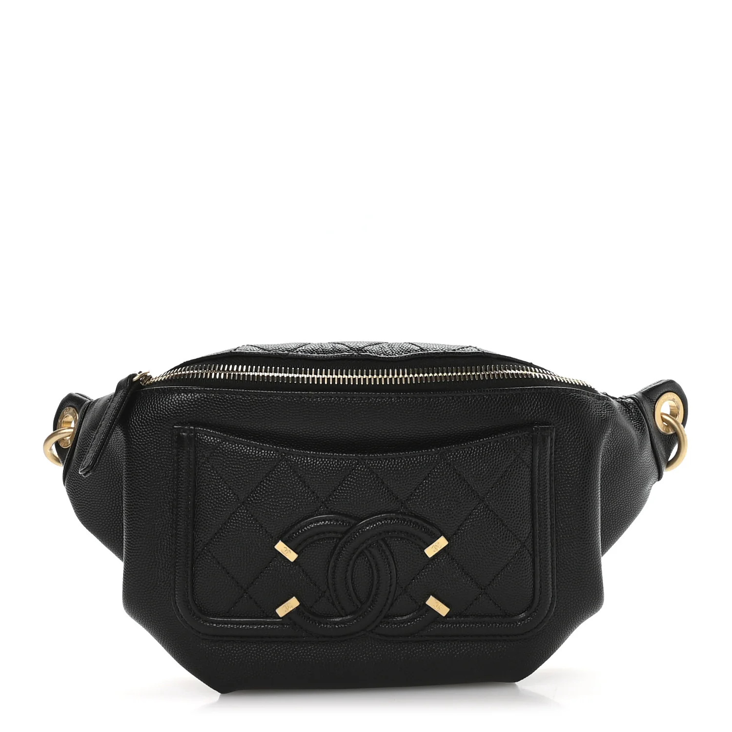 Caviar Quilted Filigree Waist Bag Black | FASHIONPHILE (US)