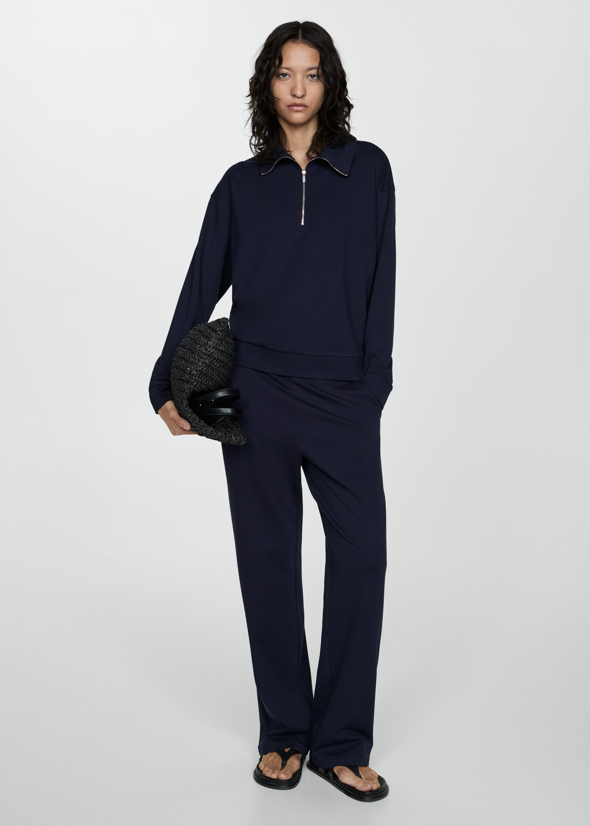 Perkins-neck sweater with zip - Women | MANGO United Kingdom | MANGO (UK)