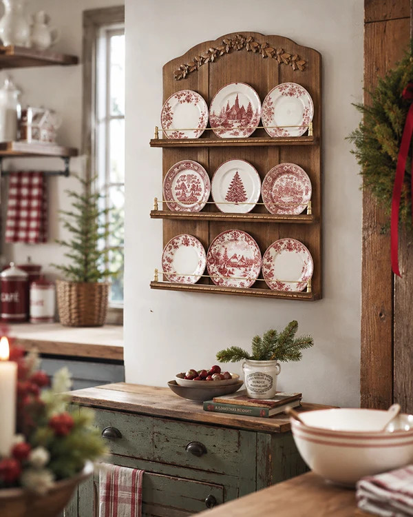 Wooden Card and Dish Display Stand 34 Inch Freestanding Farmhouse Orga - Default Title - Decor St... | Decor Steals