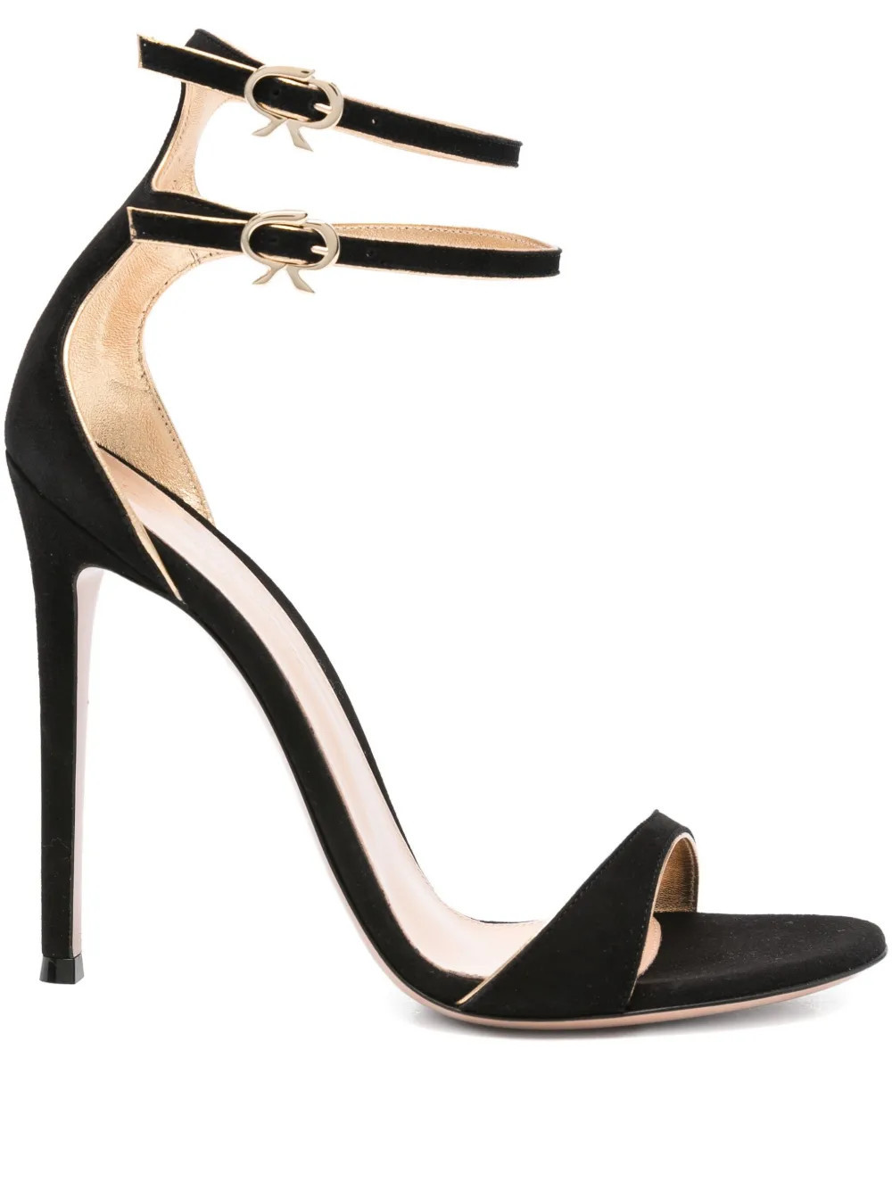 Gianvito Rossi 115mm Victorine double-buckle stiletto sandals - Black | Farfetch Global