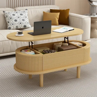 Fluted Lift Top Coffee Table With Hidden Compartment | Wayfair North America