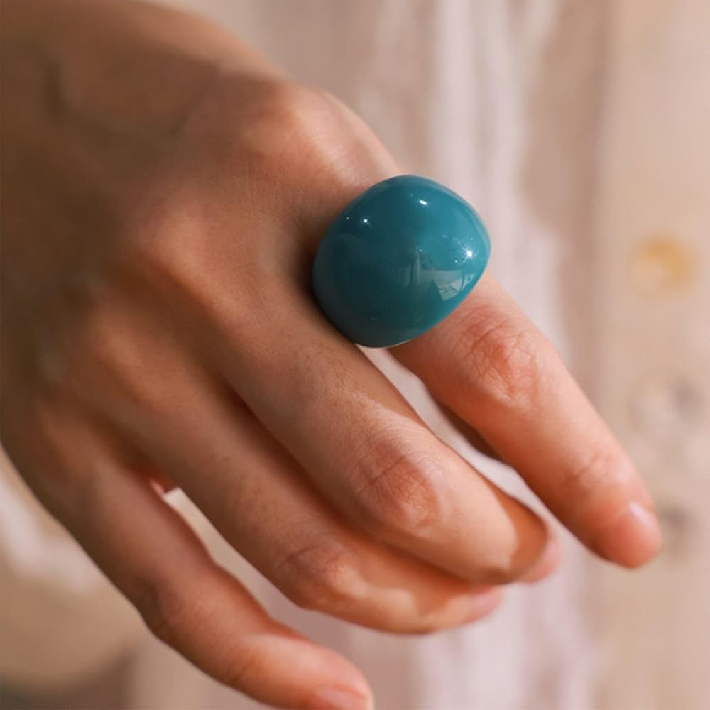 Y2k Colorful Chunky Resin Acrylic Thick Wide Dome Plastic Exaggerated Aesthetic Knuckle Rings for... | Amazon (US)