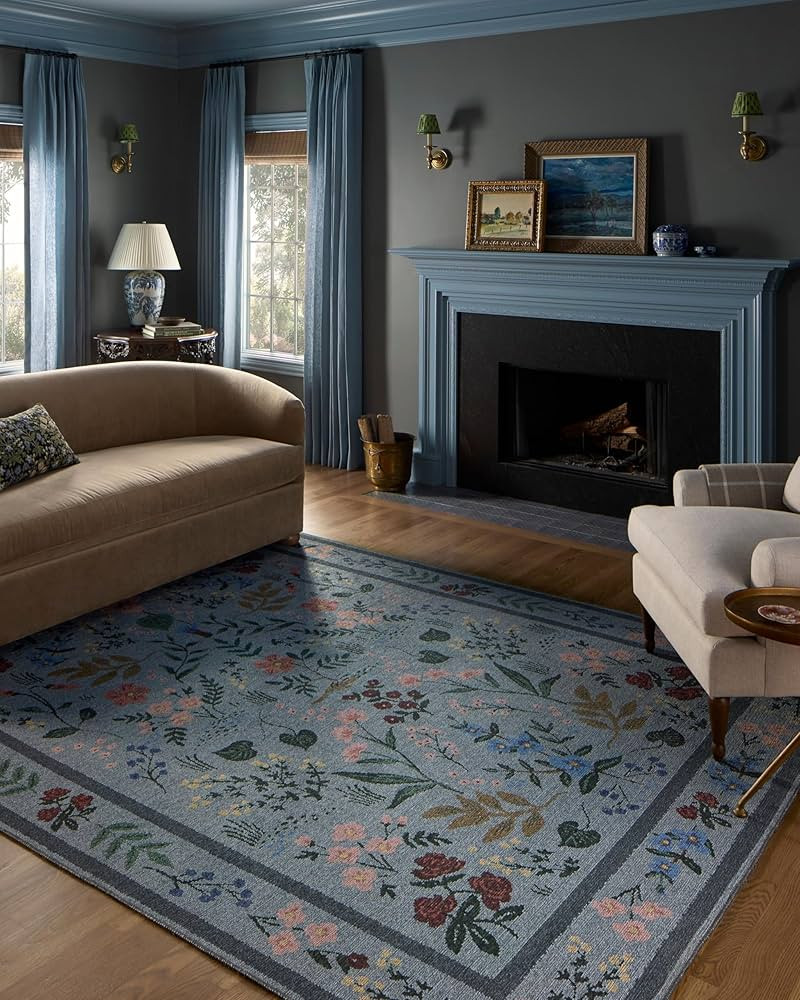 Loloi Rifle Paper Co. Wildwood Collection WWLD-01 Blue 8'-4" x 11'-6" Area Rug | Amazon (US)