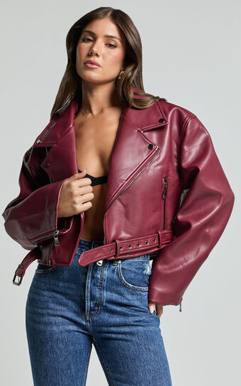 Lioness - Staten Island PU Jacket in Mulberry | Showpo (US, UK & Europe)