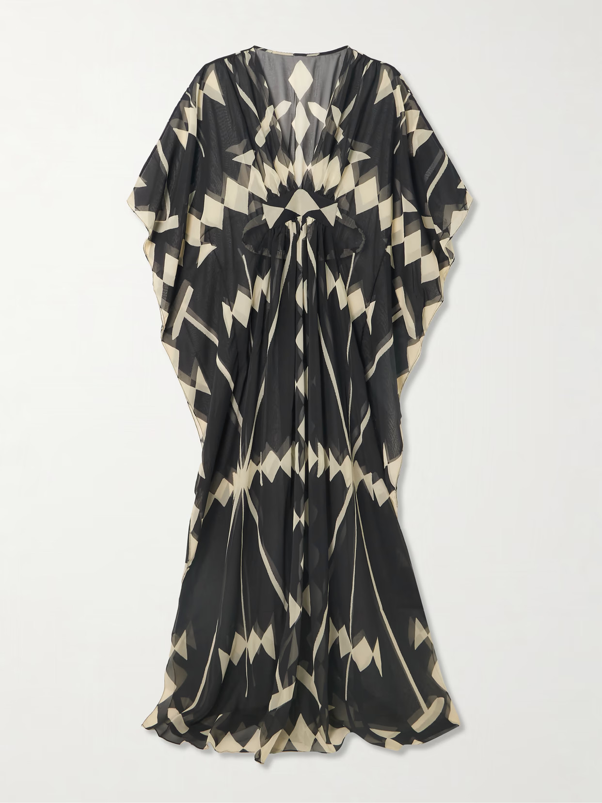 Johanna Ortiz - Secret Garden Printed Recycled-georgette Kaftan - Black | NET-A-PORTER (US)