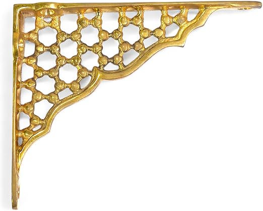 STYLENT Decor Honeycomb Decorative Shelf Bracket, L Shape Wall Shelf, Brass Finish Heavy Duty for... | Amazon (US)