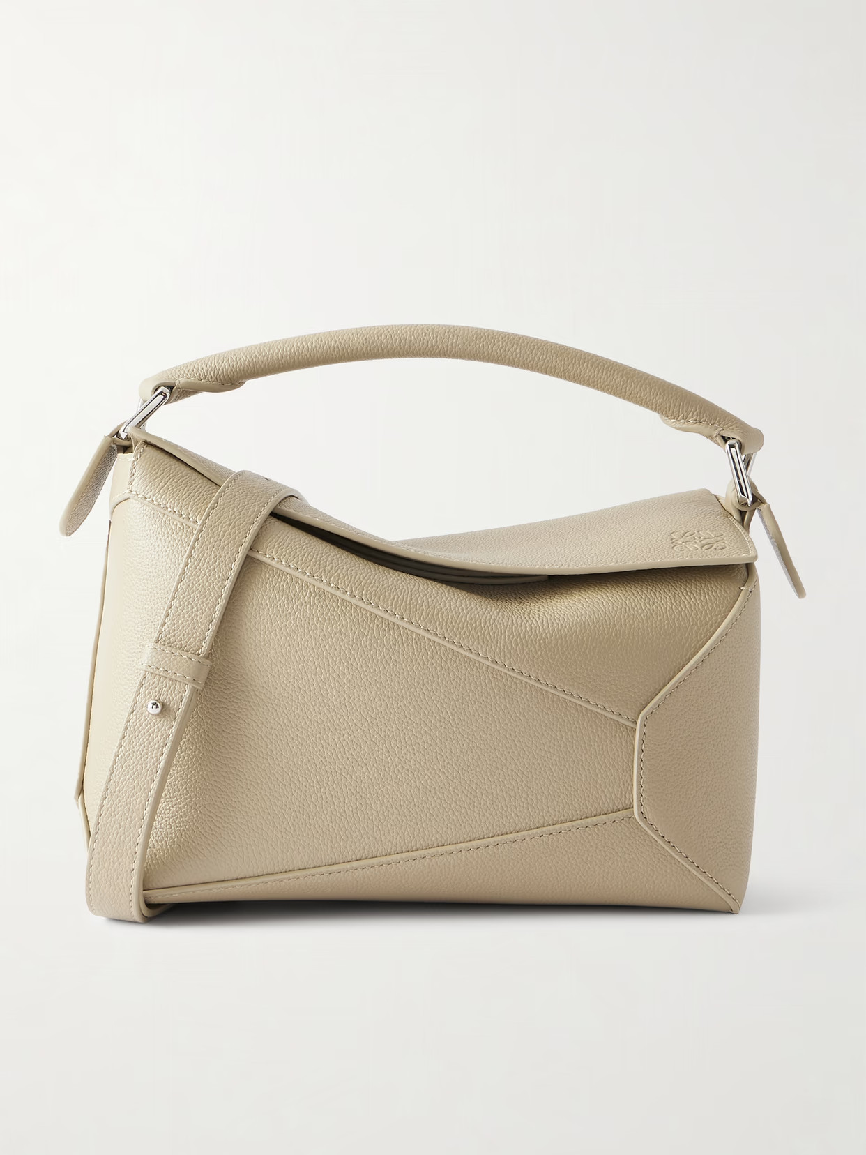 LOEWE - Puzzle Edge Small Textured-leather Shoulder Bag - Off-white | NET-A-PORTER (UK & EU)
