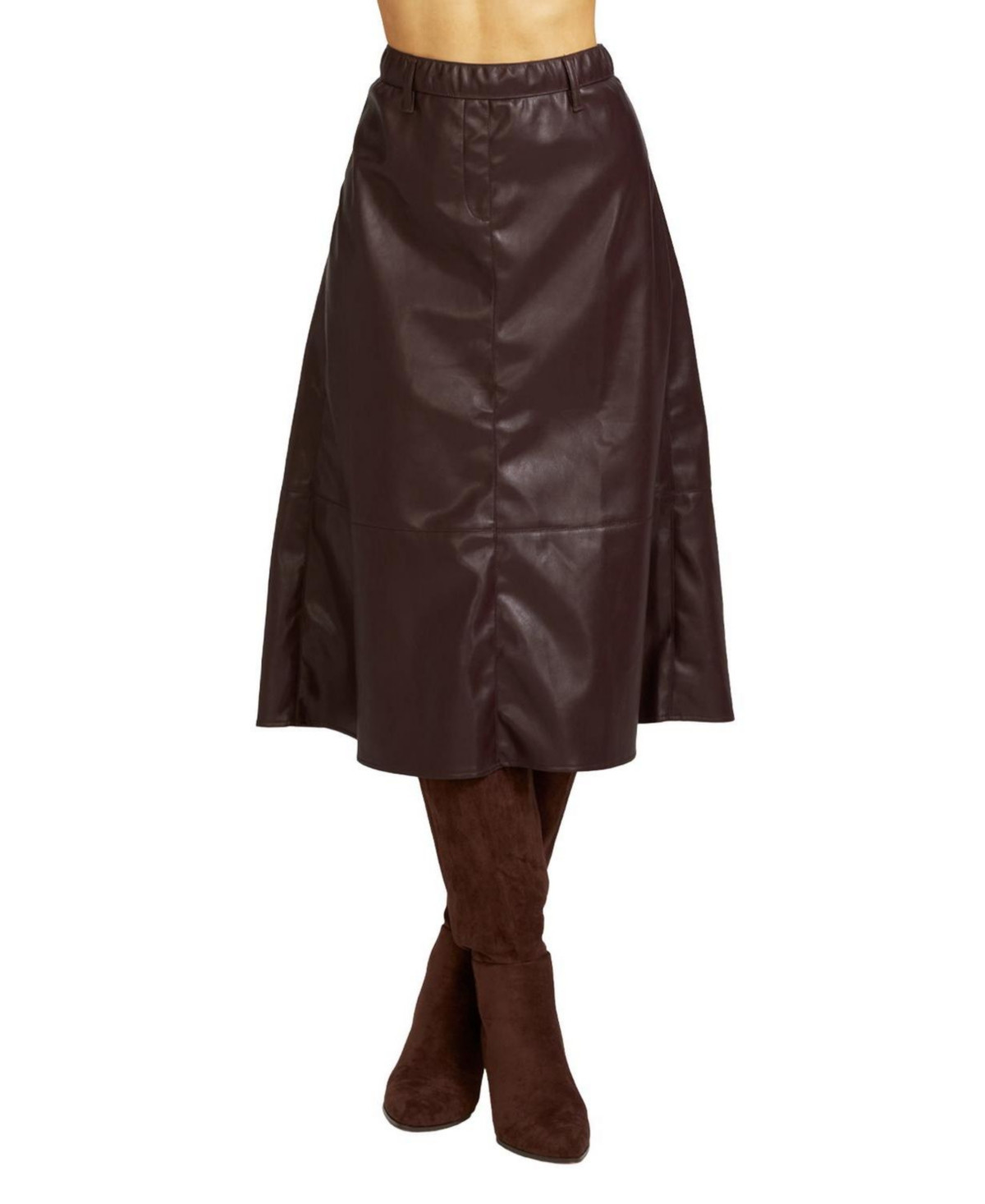 Elle Collection Women's Faux Leather Skirt - Chocolate | Macy's