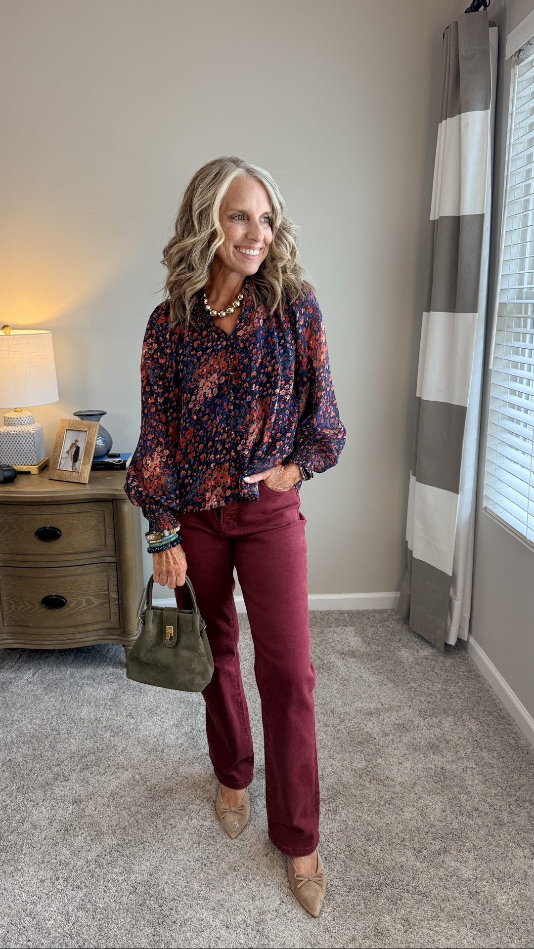 One of falls hot colors is a burgundy. They’re calling it “Scarlet Smile”…I’m calling it beautiful. 
Use code COAST20 on Allie + Bess. wearing XS top and 27 jeans

#LTKgrwm #LTKootd #LTKOver40