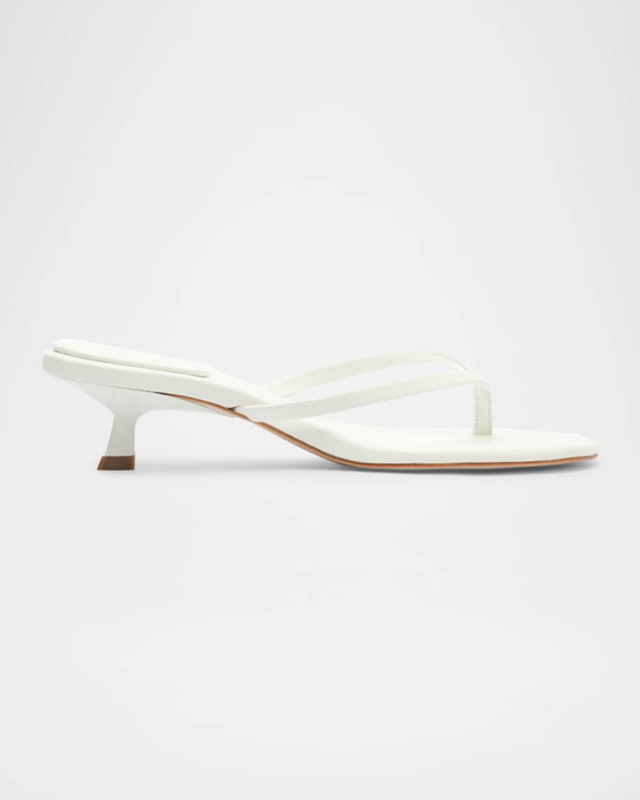 Schutz Carolyn Leather Thong Kitten Sandals | Neiman Marcus