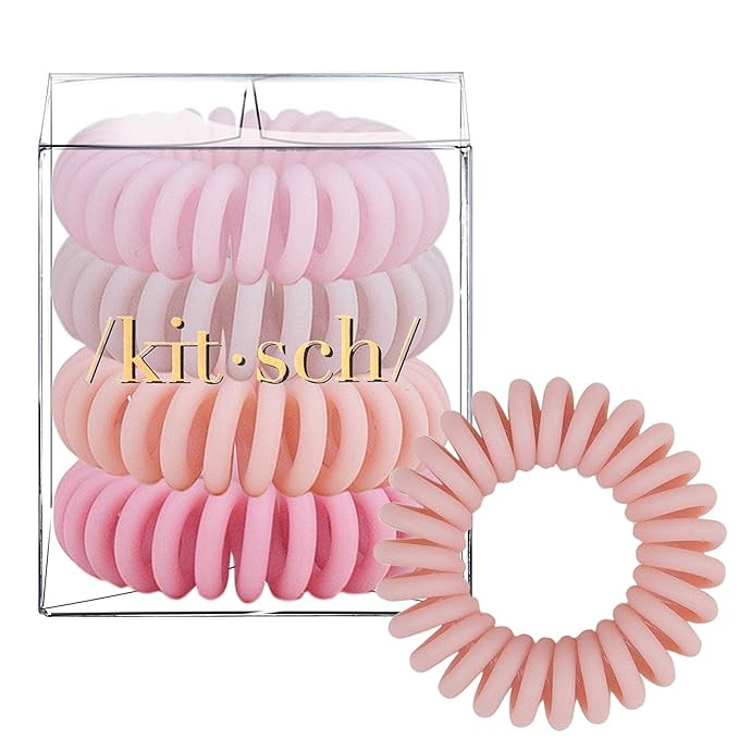 Kitsch Spiral Hair Ties, Coil Hair Ties, Phone Cord Hair Ties, Hair Coils - 4 Pcs, Ballet | Amazon (US)