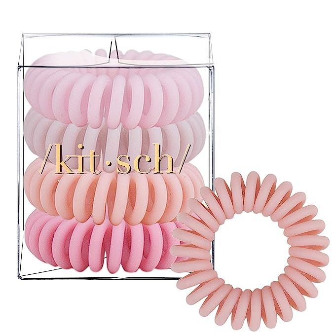 Kitsch Spiral Hair Ties, Coil Hair Ties, Phone Cord Hair Ties, Hair Coils - 4 Pcs, Ballet | Amazon (US)