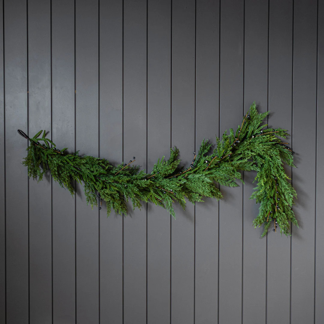 Navy Plum Berry Norfolk Cypress Real Touch Garland | By Luxe B Co. | luxe bCO