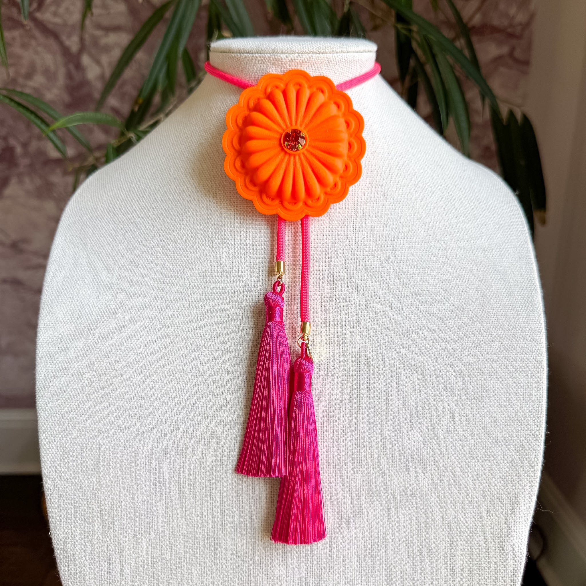 Concho Bolo Orange Citrus with Neon Pink & Fuchsia | Rahya Jewelry Design