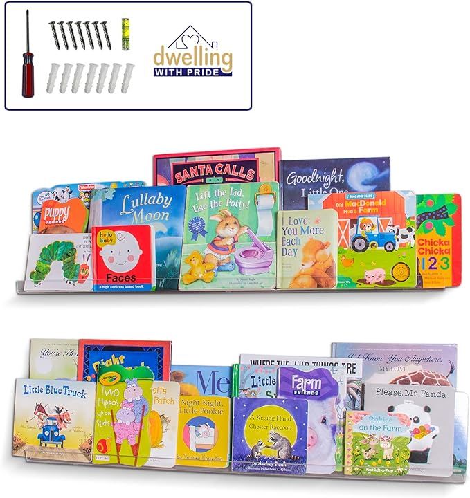 Acrylic Shelf 16 Inch (2Pack) - Acrylic Bookshelf for Toys & Books - Spice Rack & Floating Displa... | Amazon (US)