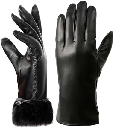 VIKIDEER Super Warm Fur Lined Leather Gloves for Women Winter Gloves Touchscreen Texting Driving | Amazon (US)