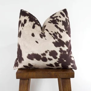 Cowhide Pillow Cover - Faux Cowhide Brown Milk Natural Velvet | Udder Madness Farmhouse Country |... | Etsy (Global)