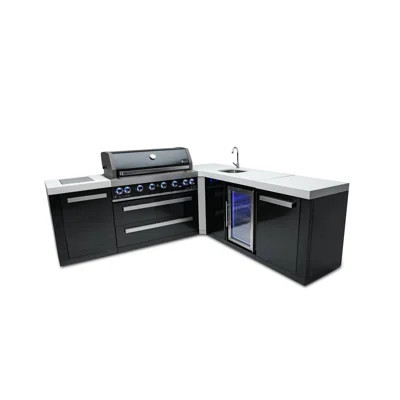 Mont Alpi Mai805-bss90bev Burner 115000 Btu L-shaped 90 Degree Corner Black Stainless Steel Gas Modular Outdoor Kitchen Island Bbq Grill With Beverage | Wayfair North America