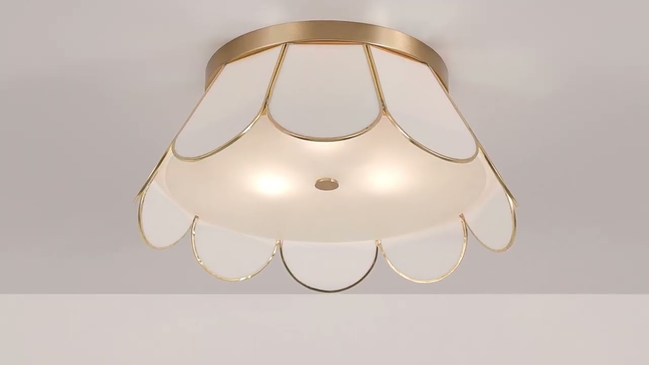 Possini Euro Eldridge 15 3/4"W Warm Brass and Seashell Ceiling Light | Lamps Plus