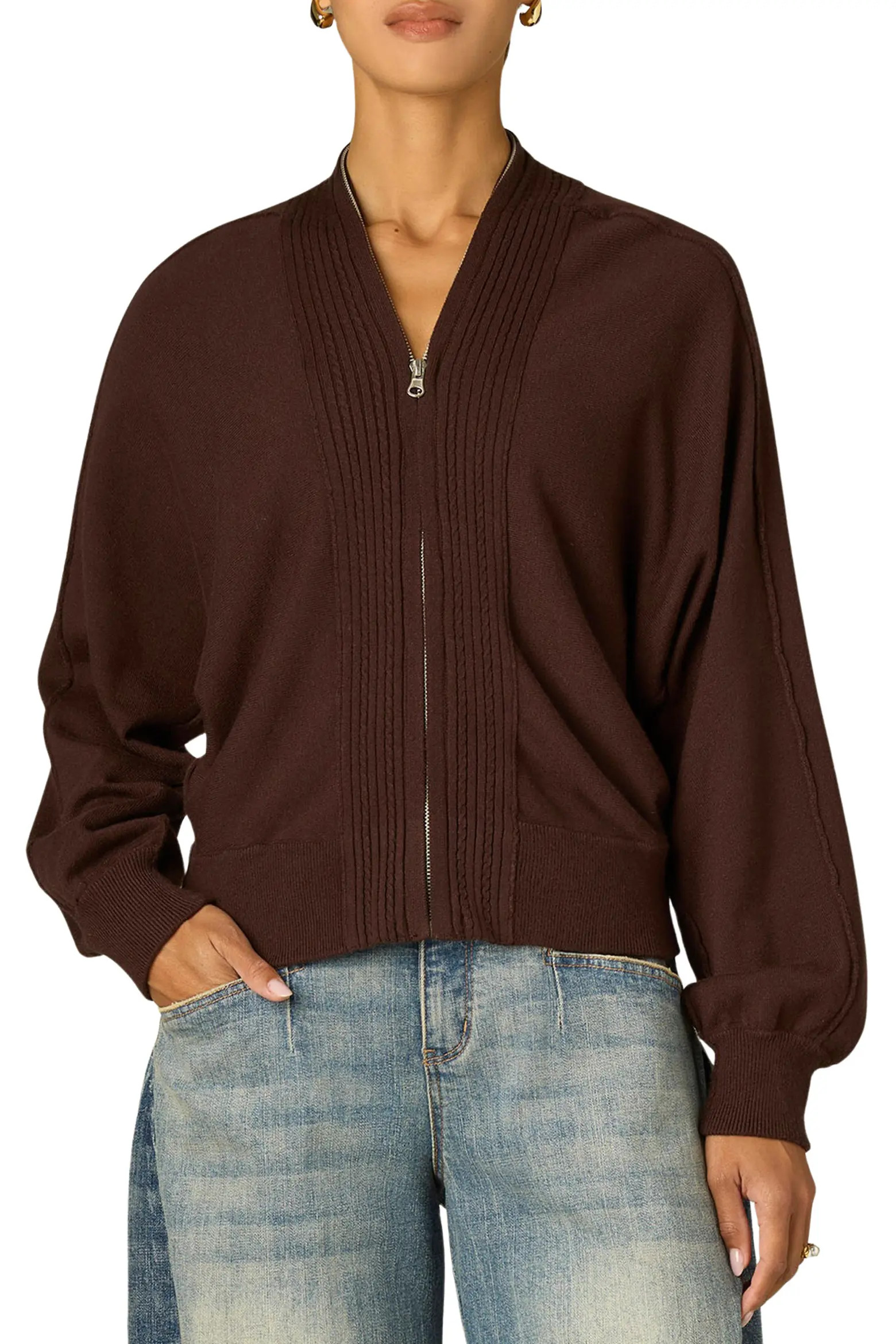 Wit & Wisdom Dolman Sleeve Zip Cardigan (Women) | Nordstrom | Nordstrom