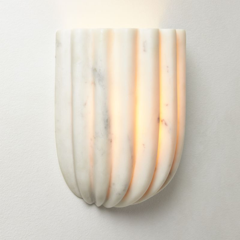 Ariel Fluted White Marble Wall Sconce + Reviews | CB2 | CB2