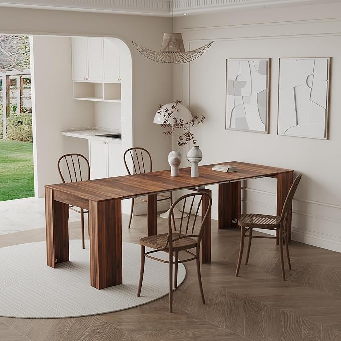 Extendable Dining Table, Transformer Folding Console Table for 10-12 People, Space Saving Dining ... | Amazon (US)