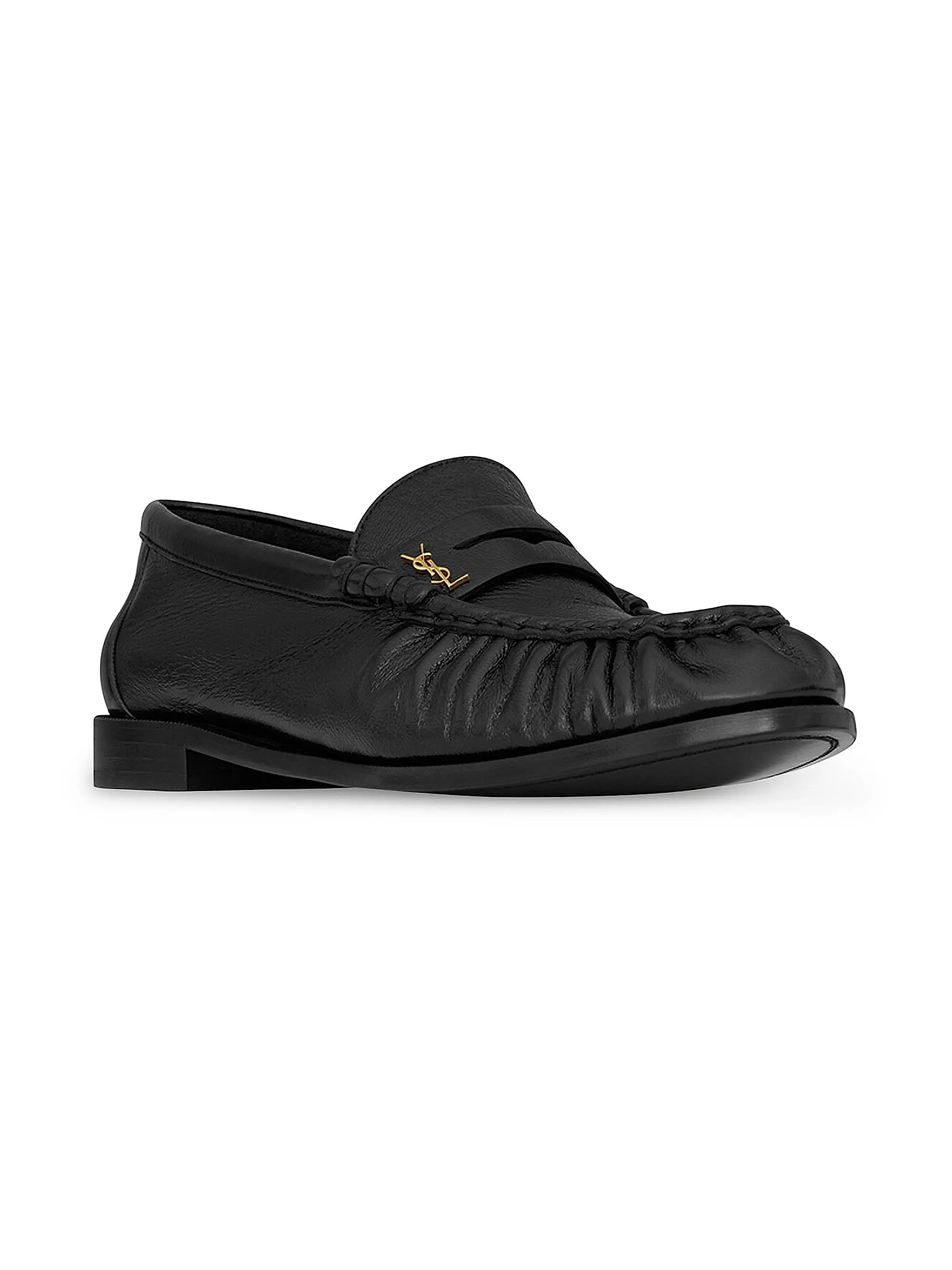 Le Loafer Penny Slippers in Shiny Creased Leather | Saks Fifth Avenue