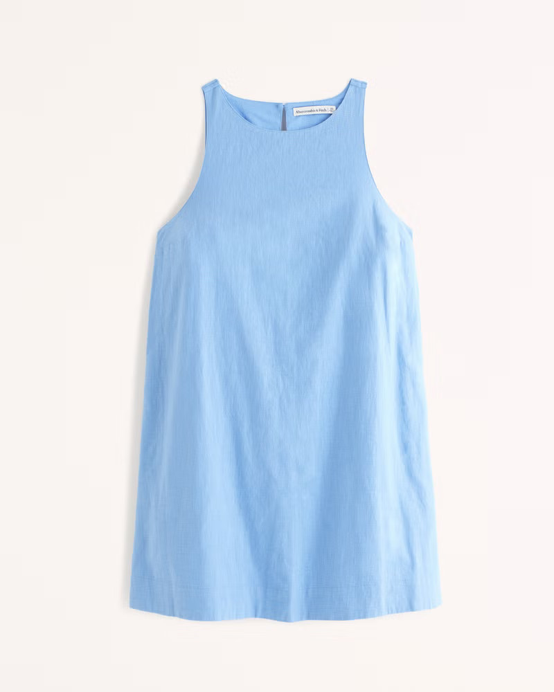 High-Neck Linen-Blend Mini Dress | Abercrombie & Fitch (US)
