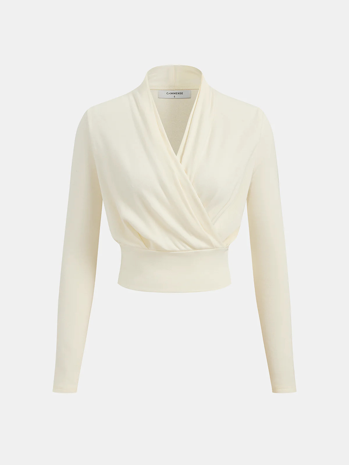 Wool-Blend Wrap Cinched Waist Top | Commense