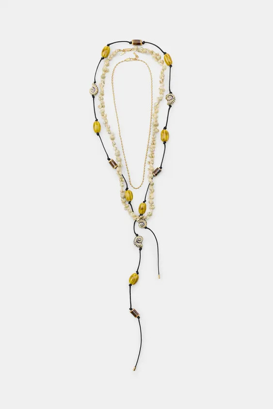 PACK OF 3 CORD NECKLACES WITH SHELLS AND CERAMIC | Zara US