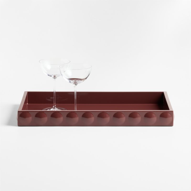 Perfect Set Burgundy Lacquer Rectangle Tray by Venus Williams | Crate & Barrel