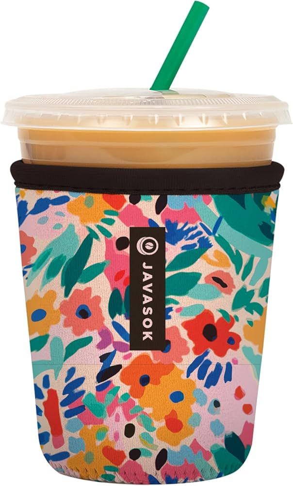 Sok It Java Sok Iced Coffee & Cold Soda Insulated Neoprene Cup Sleeve (Abstract Floral, Small: 16... | Amazon (US)
