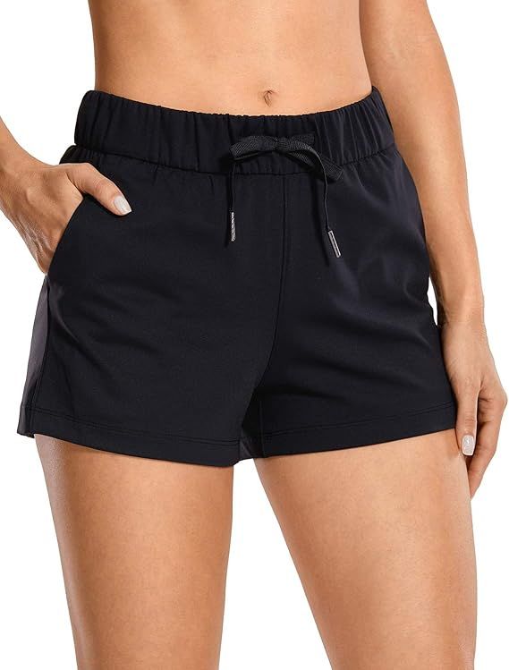 CRZ YOGA Women's Stretch Lounge Travel Shorts Elastic Waist Comfy Workout Shorts with Pockets -2.... | Amazon (US)