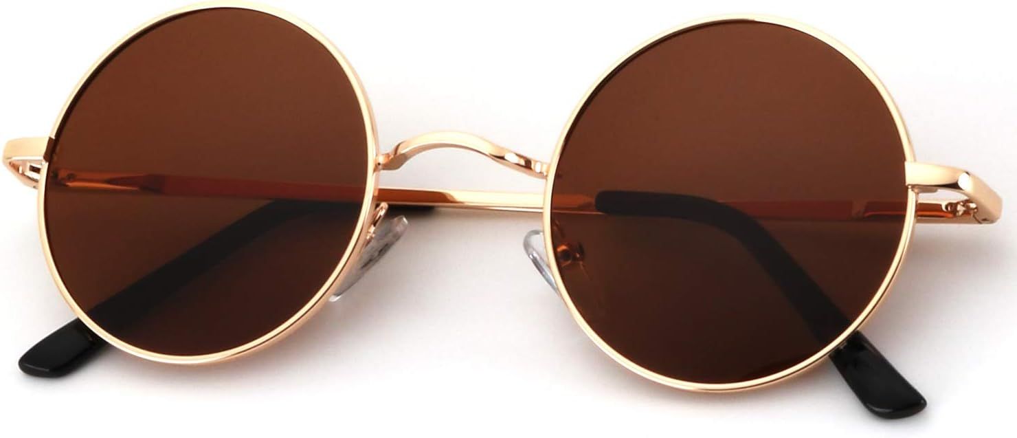 KALIYADI Round Polarized Sunglasses for Men Women Retro Metal Hippie Circle Style Sun Glasses UV ... | Amazon (US)