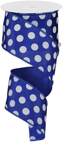 Royal Blue with White Polka Dot Wired Edge Ribbon - 2.5 Inches x 10 Yards (30 Feet) | Amazon (US)