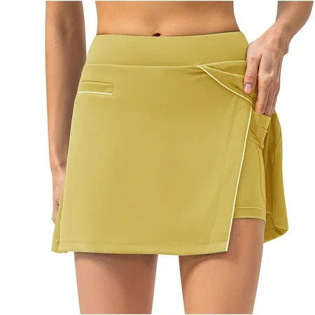 Clearance-Sale Skirts for Women Solid Color Fake Two-piece Running Sports Exercise Cycling Shorts Gy | Walmart (US)