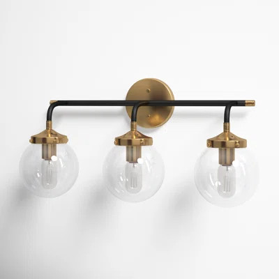Dion 3-Light Dimmable Matte Black/Antique Gold Vanity Light | Wayfair North America